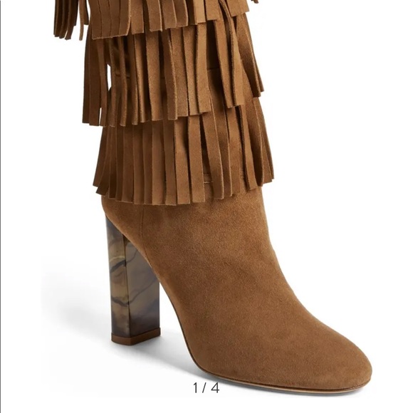 NWT BURBERRY Jazmine Fringe Suede Boots Sz 38.5 - Picture 5 of 9